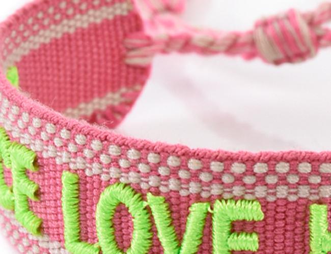 PINK BRACELET HICHIC Peace Love Happiness 
