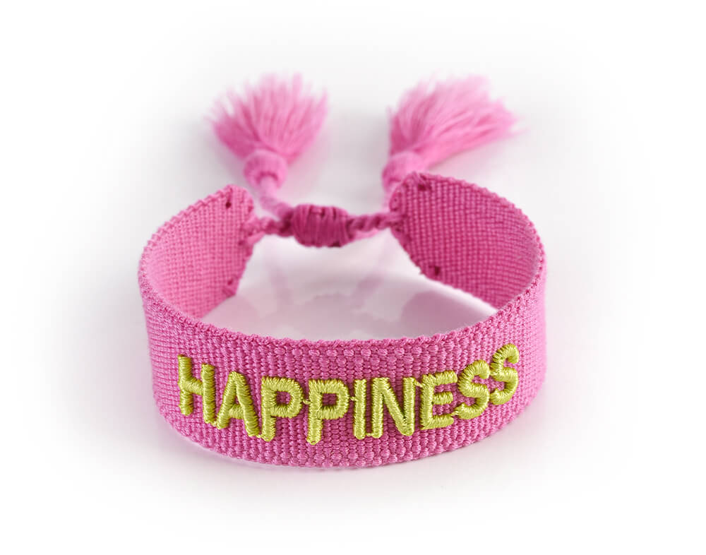 RŮŽOVÝ PLETENÝ NÁRAMEK HICHIC Happiness