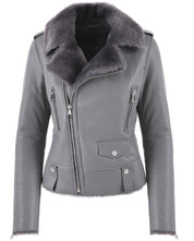 ŠEDÁ ZIMNÍ KOŽENÁ BUNDA HICHIC Gaia shearling