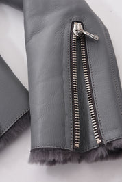 ŠEDÁ ZIMNÍ KOŽENÁ BUNDA HICHIC Gaia shearling