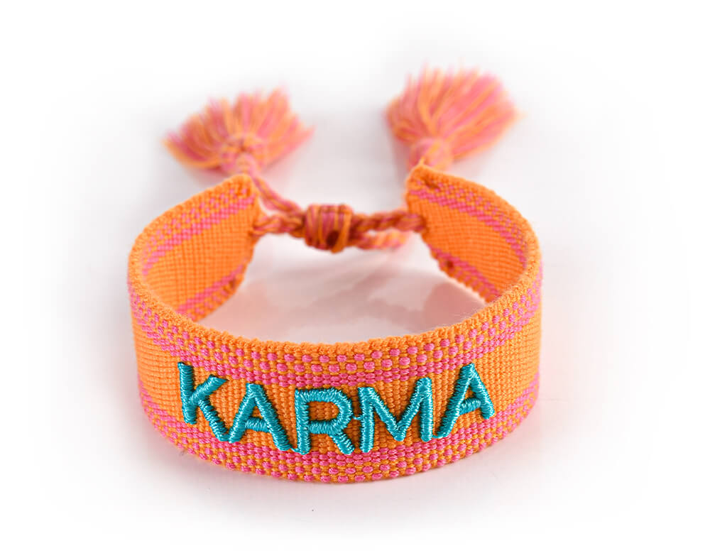ORANŽOVÝ PLETENÝ NÁRAMEK HICHIC Karma